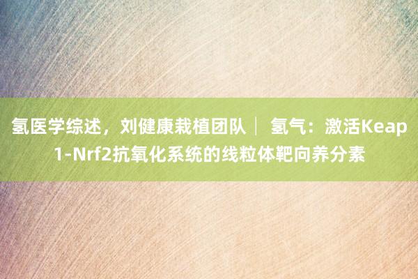 氢医学综述，刘健康栽植团队│ 氢气：激活Keap1-Nrf2抗氧化系统的线粒体靶向养分素