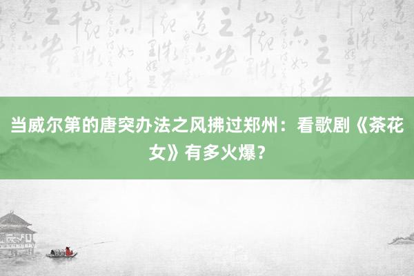 当威尔第的唐突办法之风拂过郑州：看歌剧《茶花女》有多火爆？