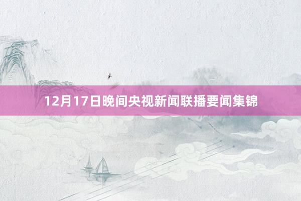 12月17日晚间央视新闻联播要闻集锦