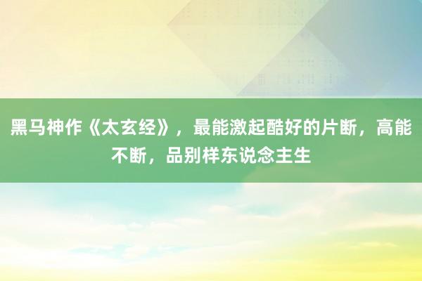 黑马神作《太玄经》，最能激起酷好的片断，高能不断，品别样东说念主生